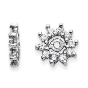 14K White Gold Halo Sun Diamond Earring Jackets, Fits 1/4-1/3ct Stud Earrings
