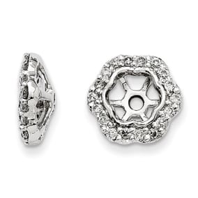14K White Gold Floral Inspired Diamond Earring Jackets, Fits 1/3-1/2ct Stud Earrings
