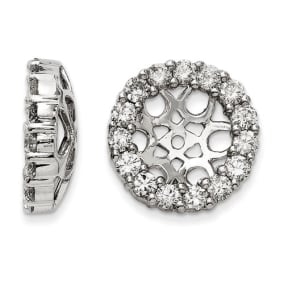 14K White Gold Classic Diamond Earring Jackets, Fits 3 3/4-4ct Stud Earrings
