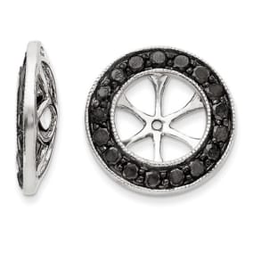 14K White Gold Black Diamond Earring Jackets, Fits 1 3/4-2ct Stud Earrings
