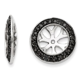 14K White Gold Black Diamond Earring Jackets, Fits 3 3/4-4ct Stud Earrings
