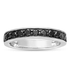 Previously Owned 1/2ct Black Diamond Wedding Band Crafted In Solid Sterling Silver