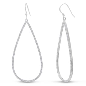 Estate Jewelry 1ct Diamond Teardrop Dangle Earrings Crafted In Solid Sterling Silver