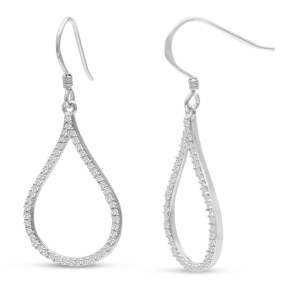 Estate Jewelry 1/2ct Diamond Kiss Dangle Earrings Crafted In Solid Sterling Silver
