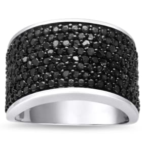 SELLING AT FRACTION OF THE RETAIL PRICE!  1ct Black Diamond 8 Row Ring Crafted In Solid Sterling Silver. RING SIZE 5 ONLY