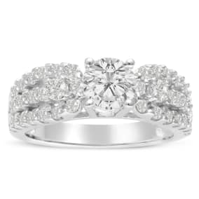 1 1/5 Carat Round Diamond Engagement Ring in 14 Karat White Gold