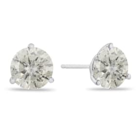 2 Carat Natural Diamond Martini Stud Earrings In 14 Karat White Gold