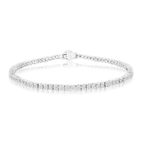 1.83 Carat Natural Diamond Tennis Bracelet In 14 Karat White Gold, 6 1/2 Inches