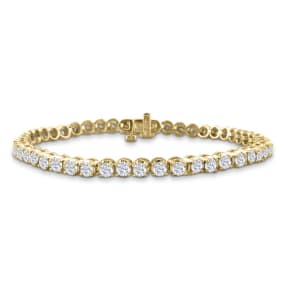 3.21 Carat Natural Diamond Tennis Bracelet In 14 Karat Yellow Gold, 7 1/2 Inches