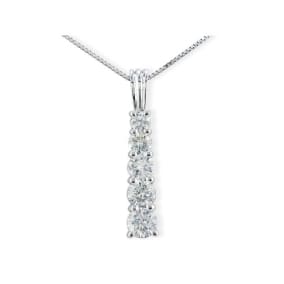 3/4ct Stick Style Journey Diamond Pendant in 14k White Gold