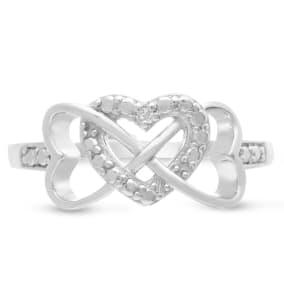 Triple Heart Diamond Infinity Ring, RING SIZES 4.5, 5, 9
