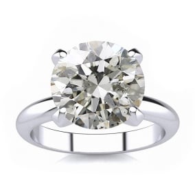 5 Carat Round Cut Diamond Solitaire Engagement Ring In 14K White Gold