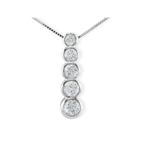 3/4ct Bezel Set Journey Diamond Pendant in 14k White Gold