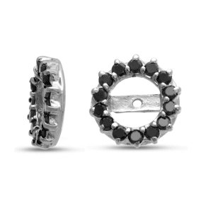 14K White Gold Classic Black Diamond Earring Jackets, Fits 2-2 1/2ct Stud Earrings