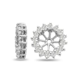 14K White Gold Classic Diamond Earring Jackets, Fits 1 1/2-2ct Stud Earrings