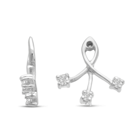 14K White Gold Branch Diamond Earring Jackets