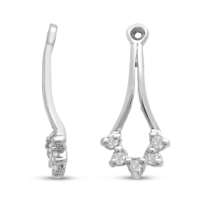 14K White Gold Cluster Diamond Earring Jackets