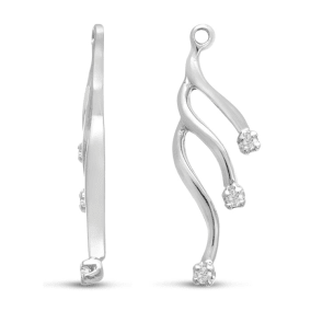 14K White Gold Cascading Branch Diamond Earring Jackets