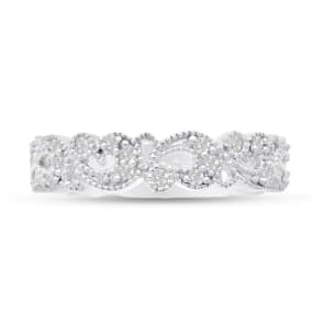 1/3 Carat Antique Floral Diamond Wedding Band Crafted In 14 Karat White Gold
