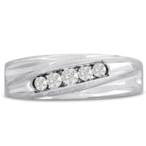 Men's 1/4ct Diamond Ring In 10K White Gold