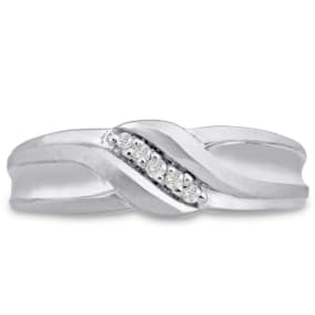 Men's 1/10ct Diamond Ring In 14K White Gold