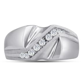 Men's 1/4ct Diamond Ring In 10K White Gold