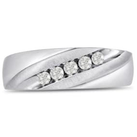 Men's 1/4ct Diamond Ring In 10K White Gold
