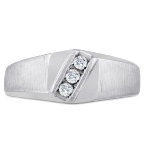 Men's 1/10ct Diamond Ring In 14K White Gold