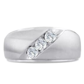 Men's 1/2ct Diamond Ring In 10K White Gold