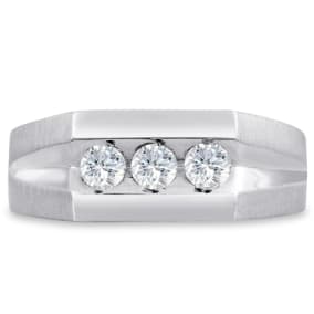 Men's 1/2ct Diamond Ring In 10K White Gold