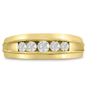 Men's 1/2ct Diamond Ring In 10K Yellow Gold