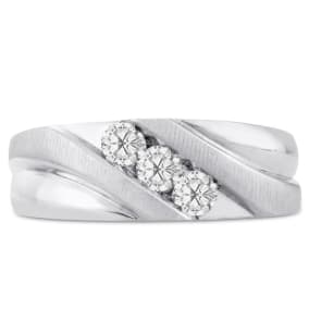 Men's 1/2ct Diamond Ring In 14K White Gold