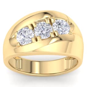 Men's 1ct Diamond Ring In 10K Yellow Gold