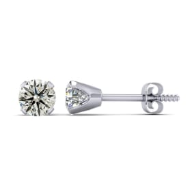 1 Carat Natural Natural Diamond Stud Earrings In 14 Karat White Gold