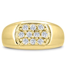 Men's 1/2ct Diamond Ring In 14K Yellow Gold