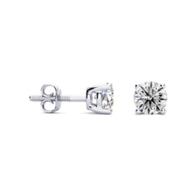 1 1/4 Carat Natural Diamond Stud Earrings In 14 Karat White Gold