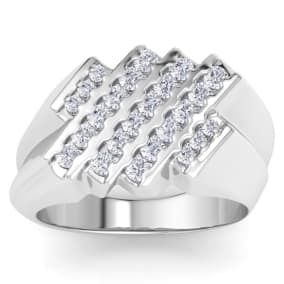 Men's 1/2ct Diamond Ring In 14K White Gold