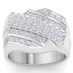 Men's 1ct Diamond Ring In 10K White Gold