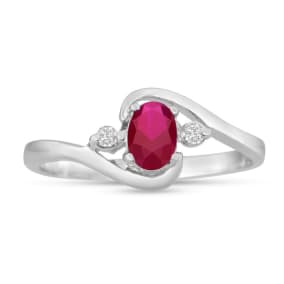 1/2ct Ruby and Diamond Ring In 14 Karat White Gold
