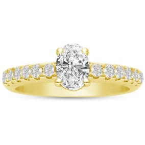 1 1/3ct Oval Diamond Engagement Ring Crafted in 14 Karat Yellow Gold