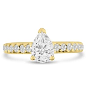 1 1/3 Carat Pear Shape Diamond Engagement Ring In 14 Karat Yellow Gold