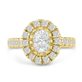 1 1/2 Carat Natural Oval Shape Diamond Engagement Ring in 14 Karat Yellow Gold