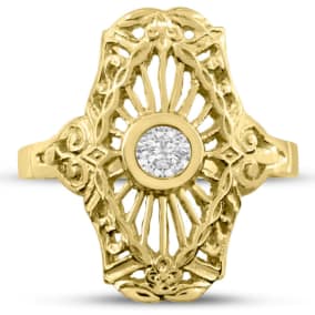 1/10 Carat Cathedral Diamond Ring In 14 Karat Yellow Gold