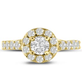 1 1/2ct Halo Diamond Engagement Ring Crafted in 14 Karat Yellow Gold