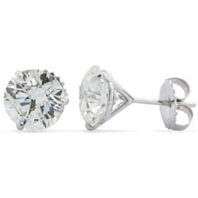 4 Carat Natural Diamond Martini Stud Earrings In 14 Karat White Gold