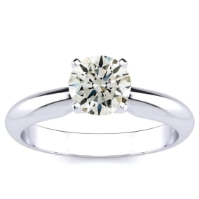 1 Carat Natural Diamond Round Engagement Rings In 14K White Gold