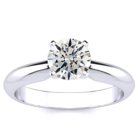 1 Carat Natural Diamond Round Engagement Rings In 14K White Gold