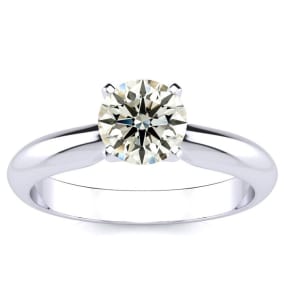 1 Carat Natural Diamond Solitaire Engagement Ring In 14K White Gold