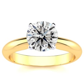 1 1/2 Carat Natural Diamond Round Engagement Rings In 14K Yellow Gold