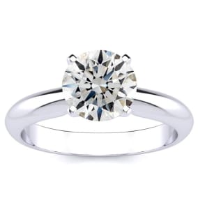 1 1/2 Carat Diamond Round Engagement Rings In 14K White Gold